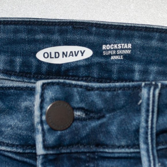 Old Navy Rockstar Super Skinny Jeans Womens 0 Blue Distressed Raw Hem F03X - Picture 5 of 7